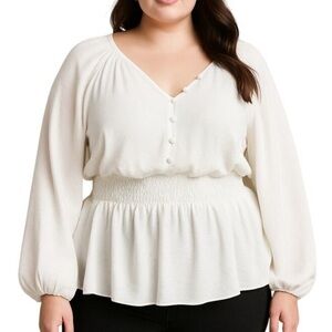 ASOS Design White Peplum Blouse in Size US 10